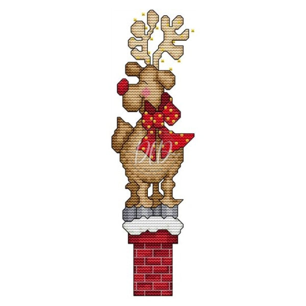 Christmas Deer Three 14Ct Pre-Stamped Canvas( 9*27Cm) Cross Stitch