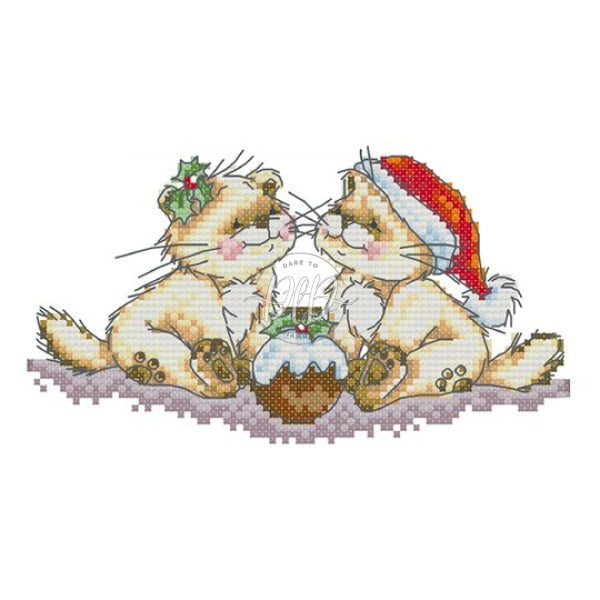 C037 Christmas Kitten(20*14Cm) 14Ct Cross Stitch Kit