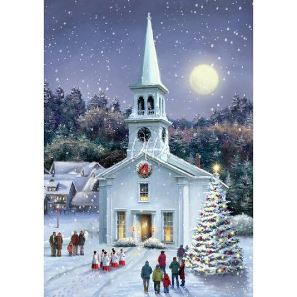 Christmas Snow Church 30*40Cm(Canvas) Full Round Drill Diamond Painting