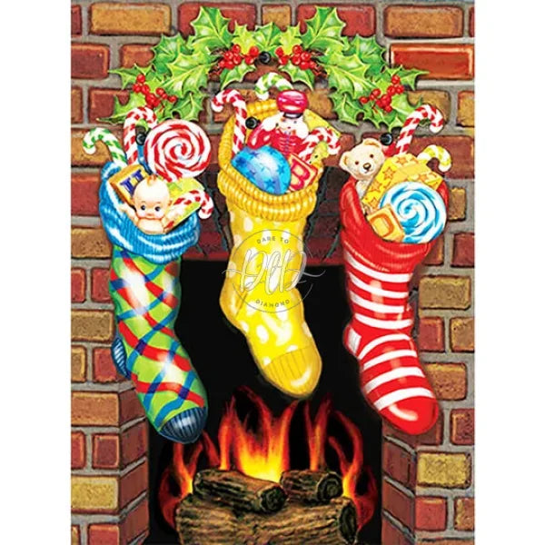 Christmas Stocking Hanging Over The Fireplace