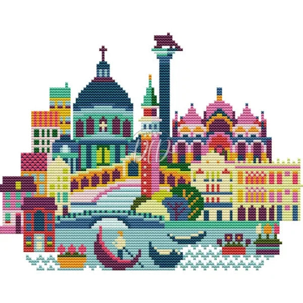 Cityscape - Venice Partial 14Ct Counted Canvas(28*21Cm) Cross Stitch