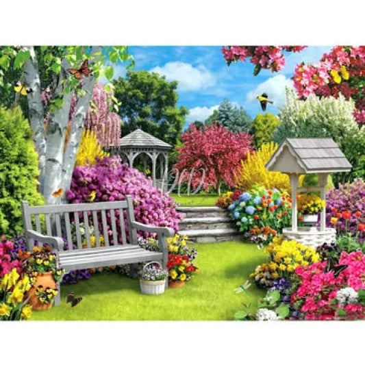 Colorful Garden Landscape 40*30Cm(Canvas) Full Round Drill Diamond Painting