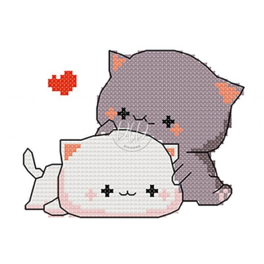 Couple Cat - 11Ct Stamped Cross Stitch 25*20Cm