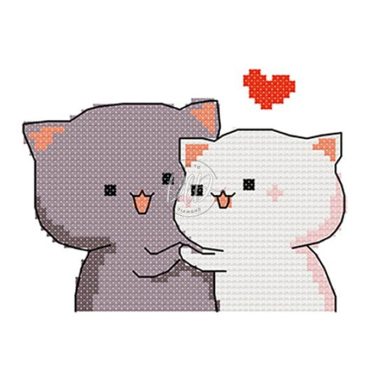 Couple Cat - 11Ct Stamped Cross Stitch 25*20Cm