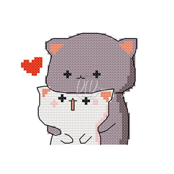 Couple Cat - 11Ct Stamped Cross Stitch 25*20Cm