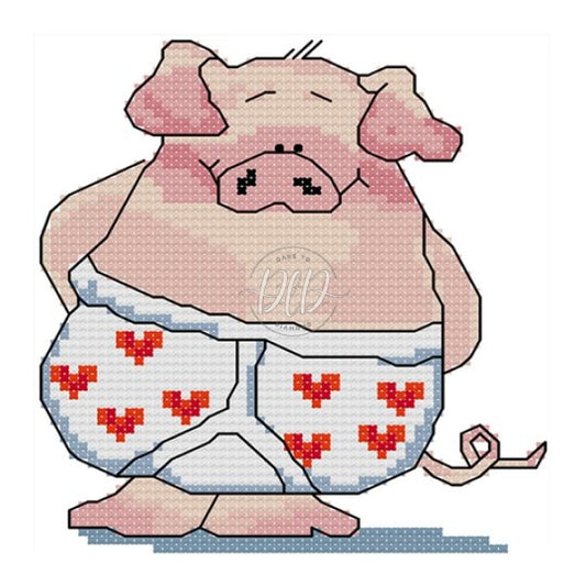 Cute Pig 14Ct Pre-Stamped Canvas(15*16Cm) Cross Stitch