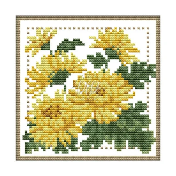 December Flower-November Partial 11Ct Pre-Stamped Canvas(21*21Cm) Cross Stitch