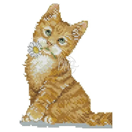 Flower Cat(17*21Cm) 14Ct Cross Stitch Kit