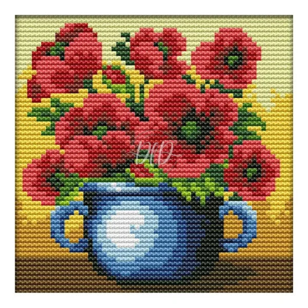 Flowers 14Ct Pre-Stamped Canvas(16*16Cm) Cross Stitch