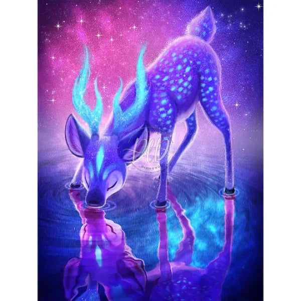 Fluorescent Deer Drinking Water