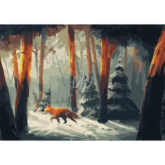 Forest Fox 40*30Cm(Canvas) Full Round Drill Diamond Painting