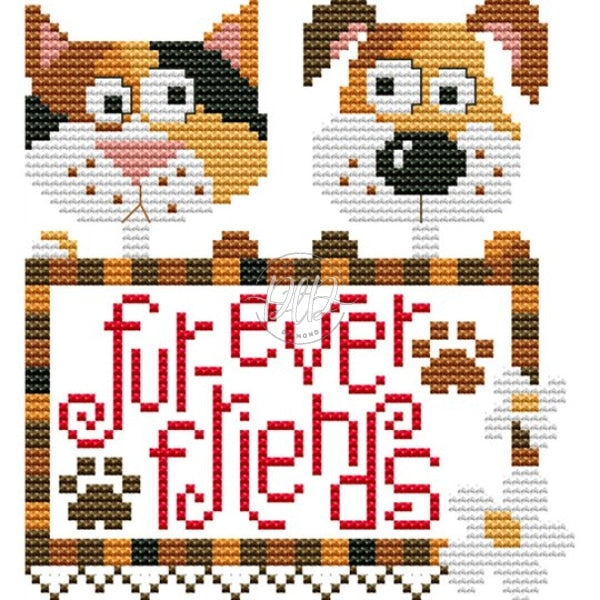 Friends Forever 14Ct Pre-Stamped Canvas(16*17Cm) Cross Stitch