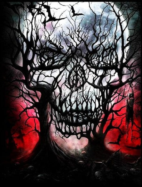 Halloween Night Skull Tree