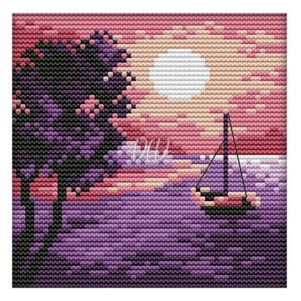 Landscape 14Ct Pre-Stamped Canvas(16*16Cm) Cross Stitch