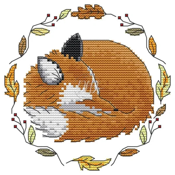 Little Fox 14Ct Pre-Stamped Canvas(18*18Cm) Cross Stitch