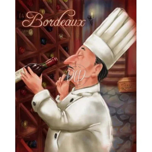 Long Nose Chef Drinking Red Wine