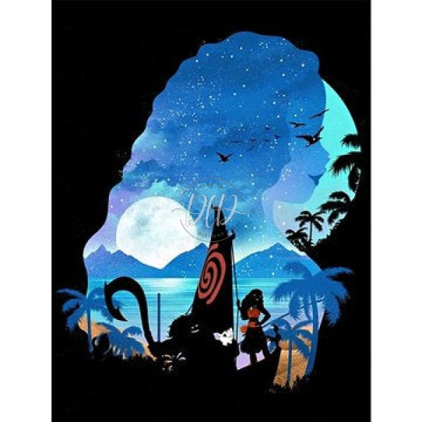 Moana Silhouette 30*40Cm(Canvas) Full Round Drill Diamond Painting