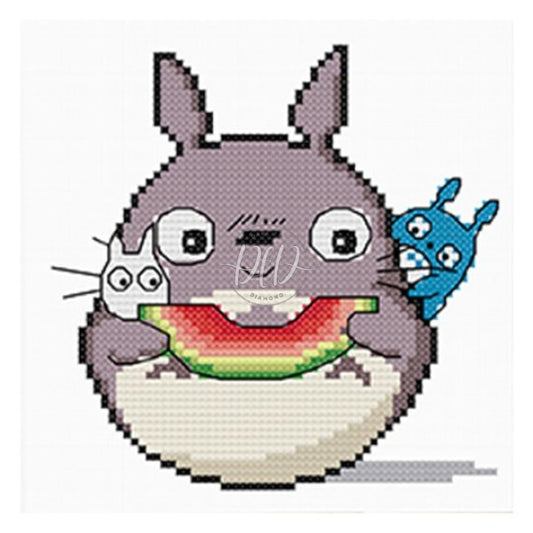 Monster Watermelon 11Ct Pre-Stamped Canvas(25*25Cm) Cross Stitch