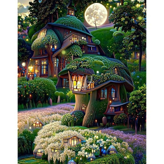 Mushroom Hut 30*40Cm(Canvas) Full Round Drill Diamond Painting