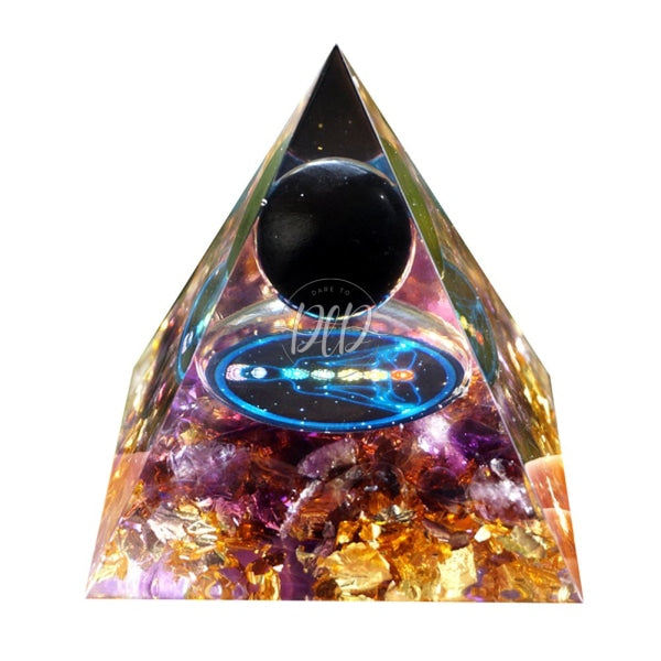 Natural Crystals Orgonite Pyramid Orgone Energy Healing Ornament Decor (F)