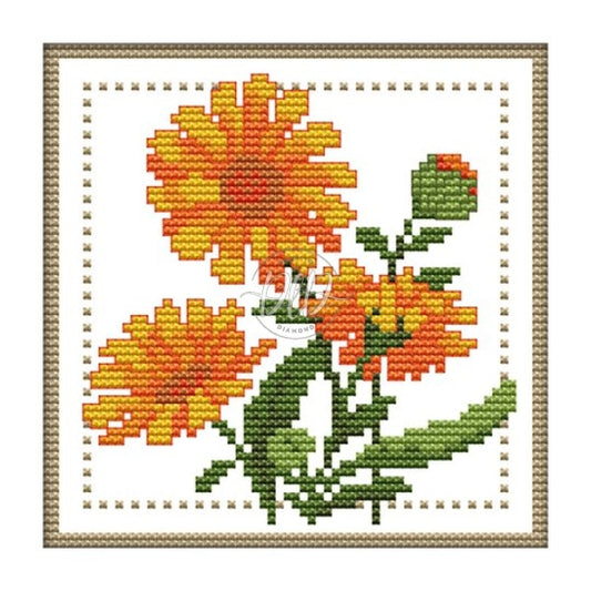 October Flower Kits Partial 11Ct Counted Canvas(20*21Cm) Cross Stitch