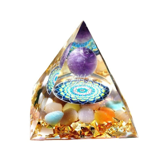 Orgonite Pyramid Amethyst Peridot Healing Crystal Energy Orgone Crafts (B)