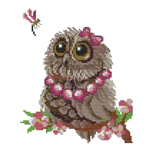 Owl And Dragonfly(19*22Cm) 14Ct Cross Stitch Kit