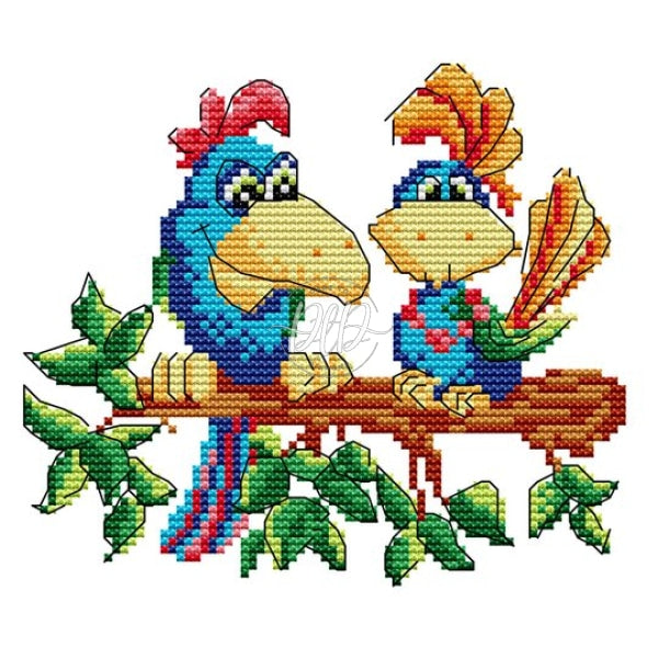 Parrots Cotton Cross Stitch Painting Manual Diy Embroidery Kits 20*20Cm