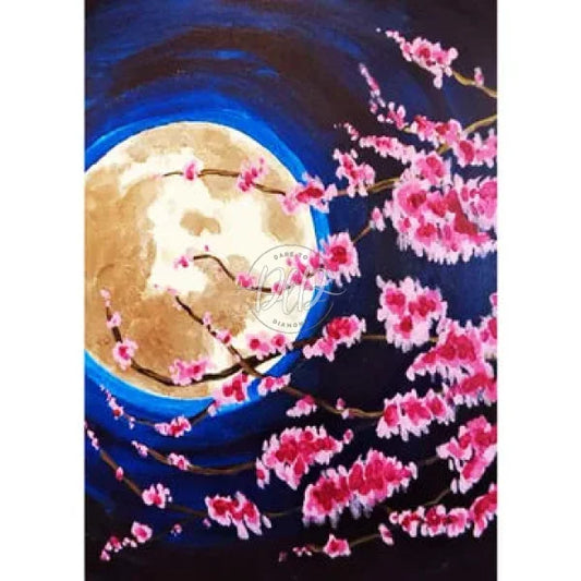 Peach Blossom Under Moon