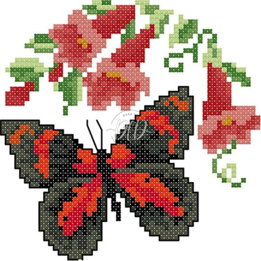 Picture Butterfly 16X16Cm(Canvas) Printed Canvas 14Ct 2 Threads Cross Stitch Kits