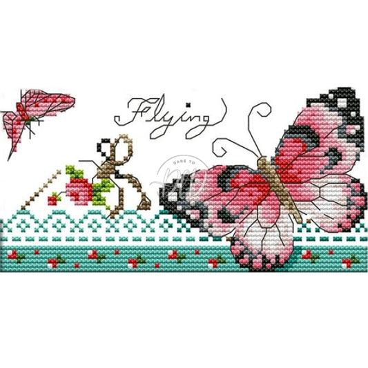 Picture Butterfly 20X11Cm(Canvas) Printed Canvas 14Ct 2 Threads Cross Stitch Kits