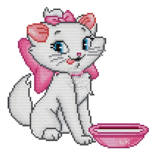 Pink Cat K275 4(22*22Cm) 14Ct Cross Stitch Kit