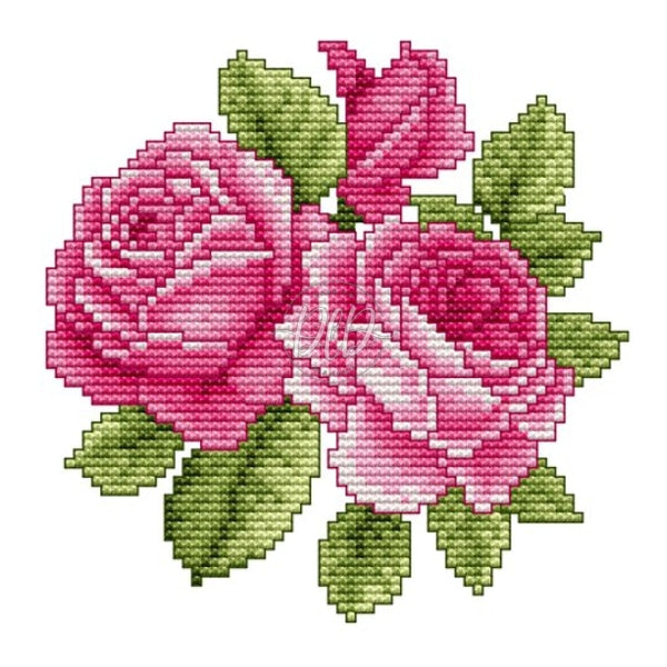 Pink Flower 14Ct Pre-Stamped Canvas(17*17Cm) Cross Stitch