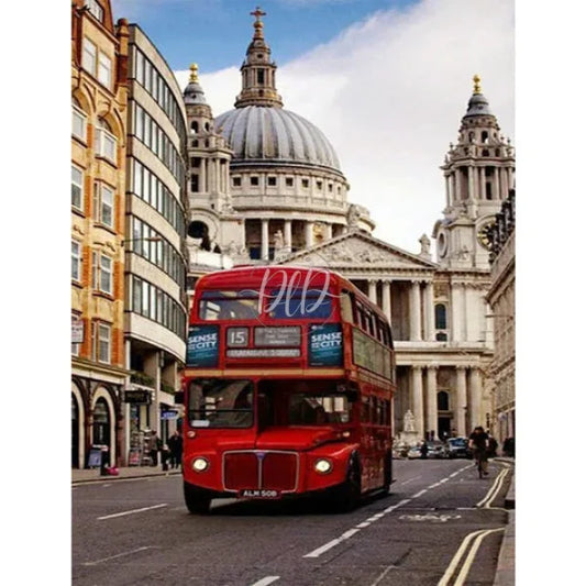 Red Bus On The Street In Front Of St Pauls Cathedral