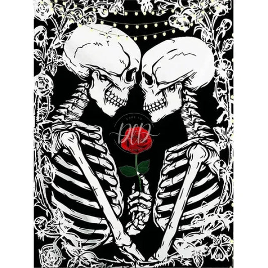 Red Rose Couple Skull