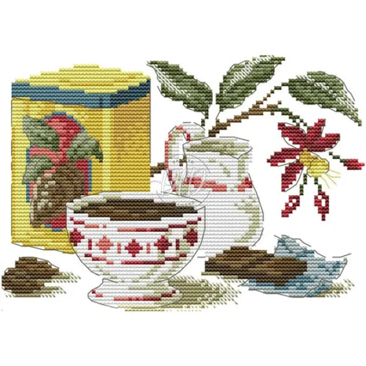 Red Tea Set(25*18Cm) 14Ct Cross Stitch Kit