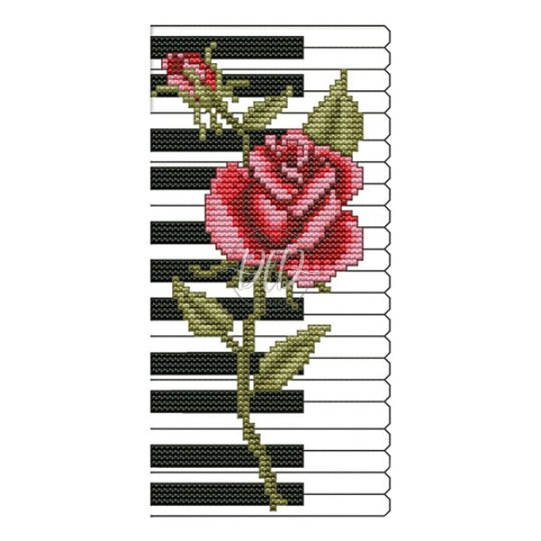 Rose Piano Partial 14Ct Counted Canvas(13*21Cm) Cross Stitch