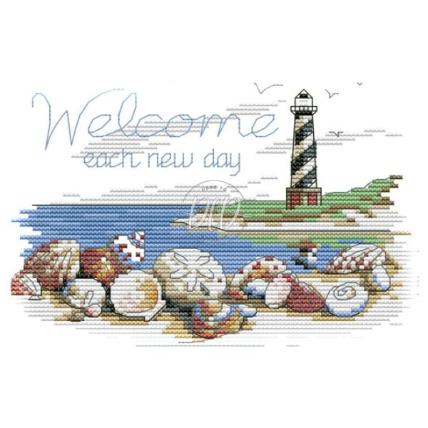 F548 Shell Lighthouse(22*16Cm) 14Ct Cross Stitch Kit