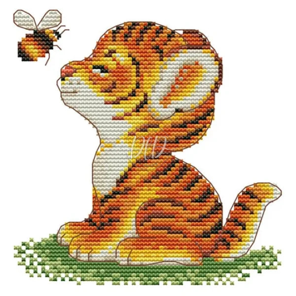 Small Tiger - 11Ct Stamped Cross Stitch 23*24Cm