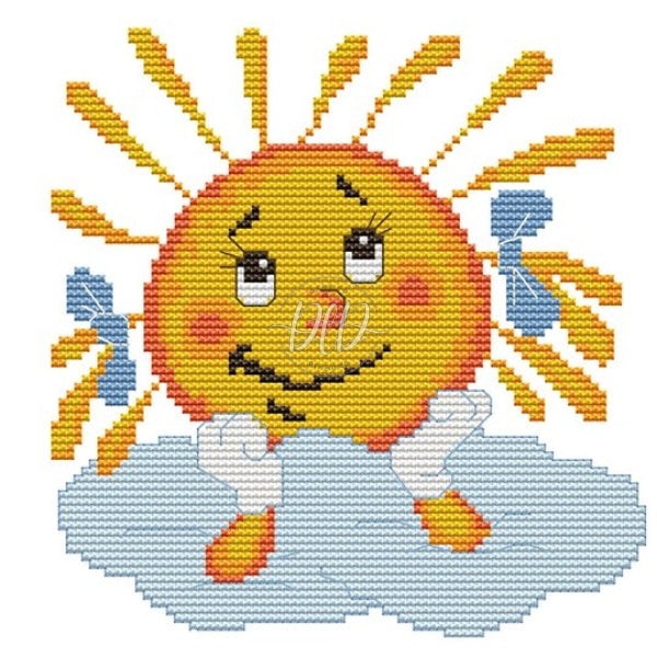 14Ct Thread Cross Stitch Diy Smile Sun Embroidery Needlework Kit 19*19Cm