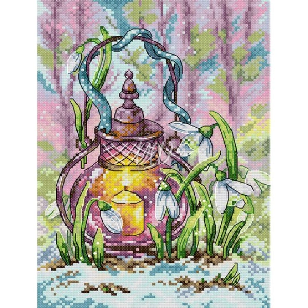 Spring Lantern Full 14Ct Pre-Stamped Canvas(21*30Cm) Cross Stitch