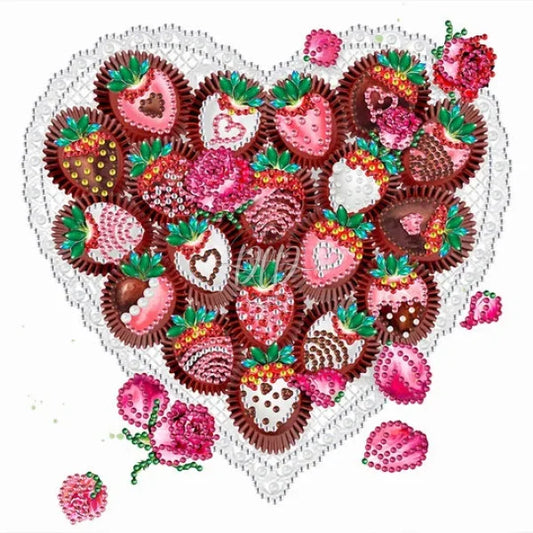 Strawberry Dessert Chocolate 30*30Cm(Canvas) Special Shaped Drill Diamond Painting