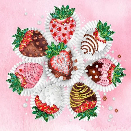 Strawberry Dessert Chocolate 30*30Cm(Canvas) Special Shaped Drill Diamond Painting