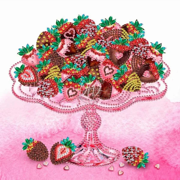 Strawberry Dessert Chocolate 30*30Cm(Canvas) Special Shaped Drill Diamond Paintingp