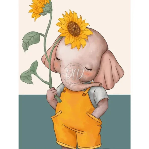 Sunflower Cartoon Elephant