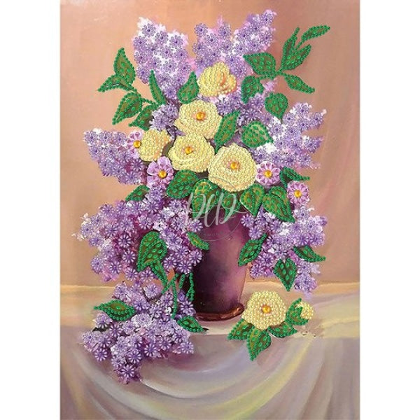 Table Top Ornaments Violet Vase 30*40Cm(Canvas) Special Shaped Drill Diamond Painting