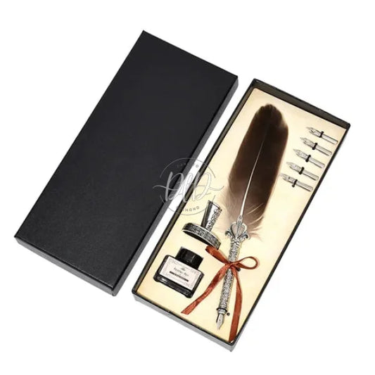 Vintage Calligraphy Feather Dip Pen Set